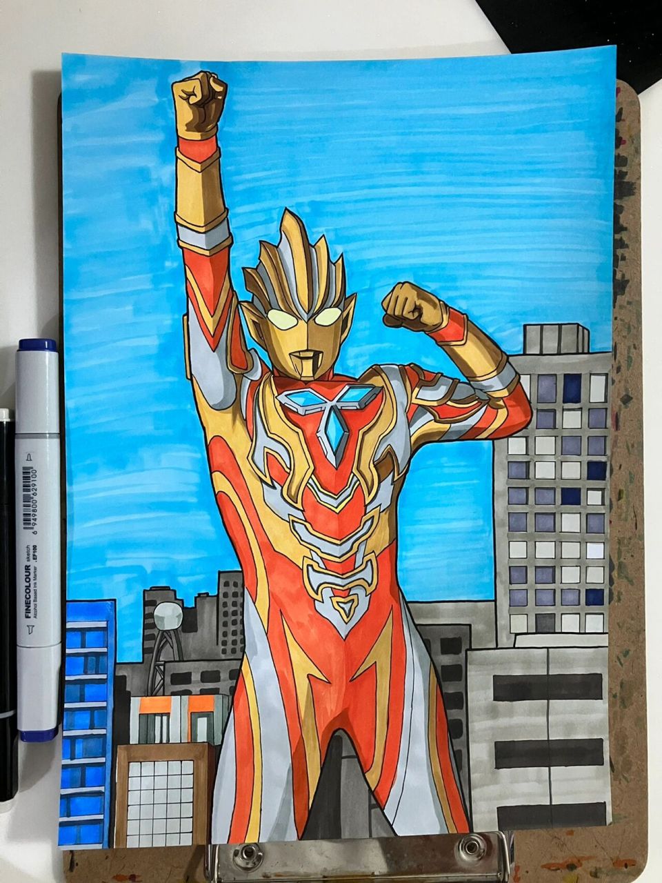 马克笔手绘特利伽奥特曼,不复杂版本 很多人呼唤的特利伽,脱了2个星期