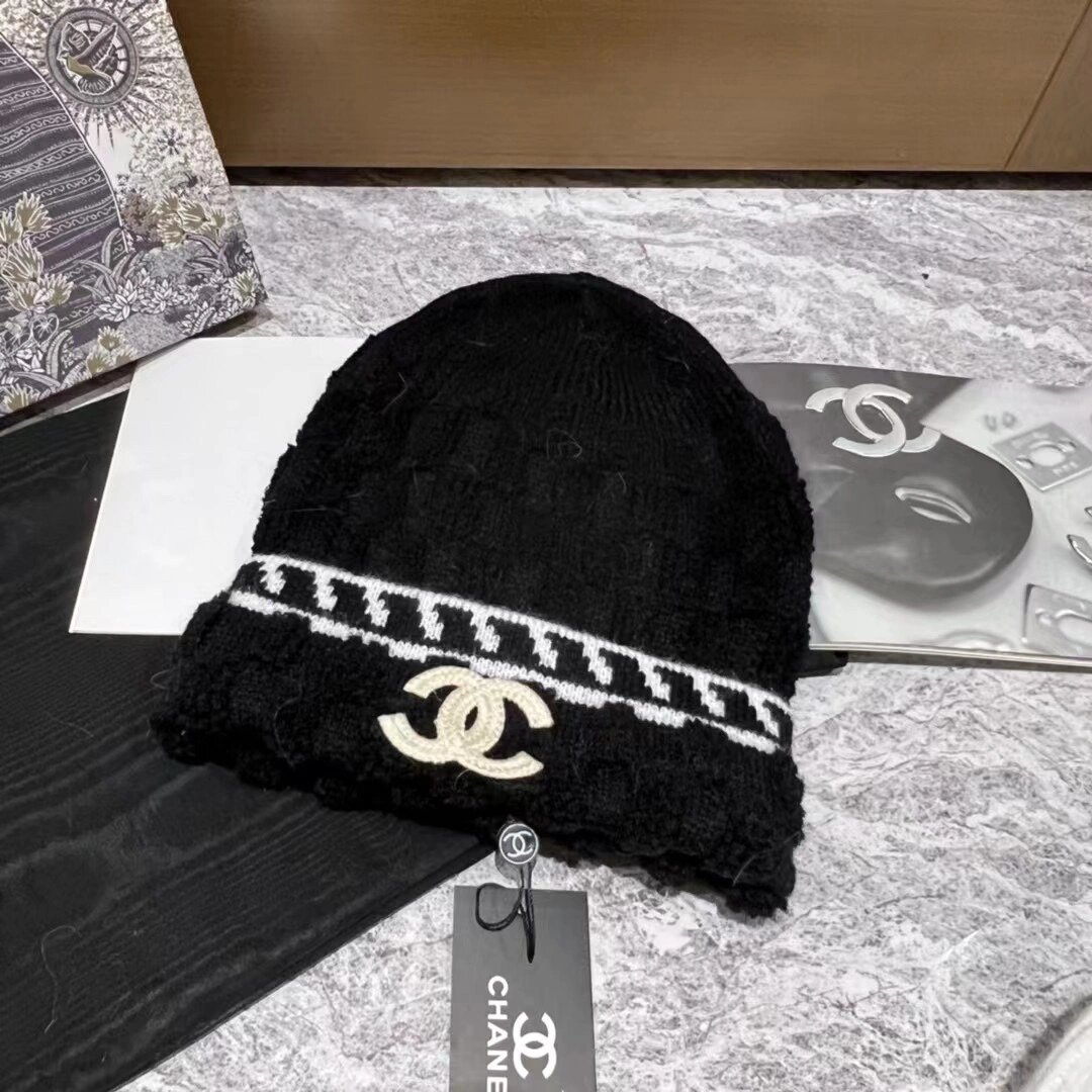 chanel 香奈儿 针织毛线帽 经典黑白瑟 chanel 香奈儿 针织毛线帽