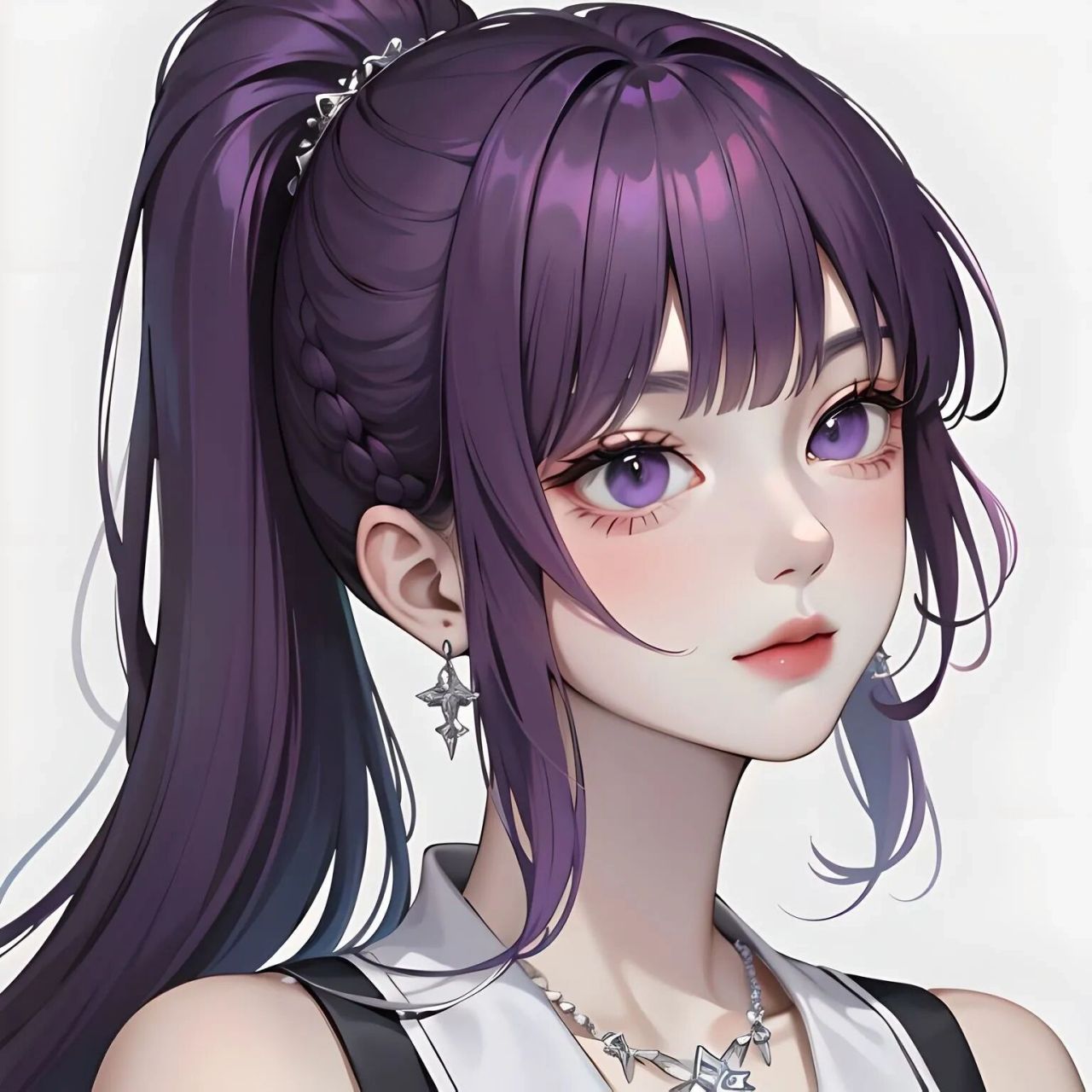 暗紫色高马尾头像