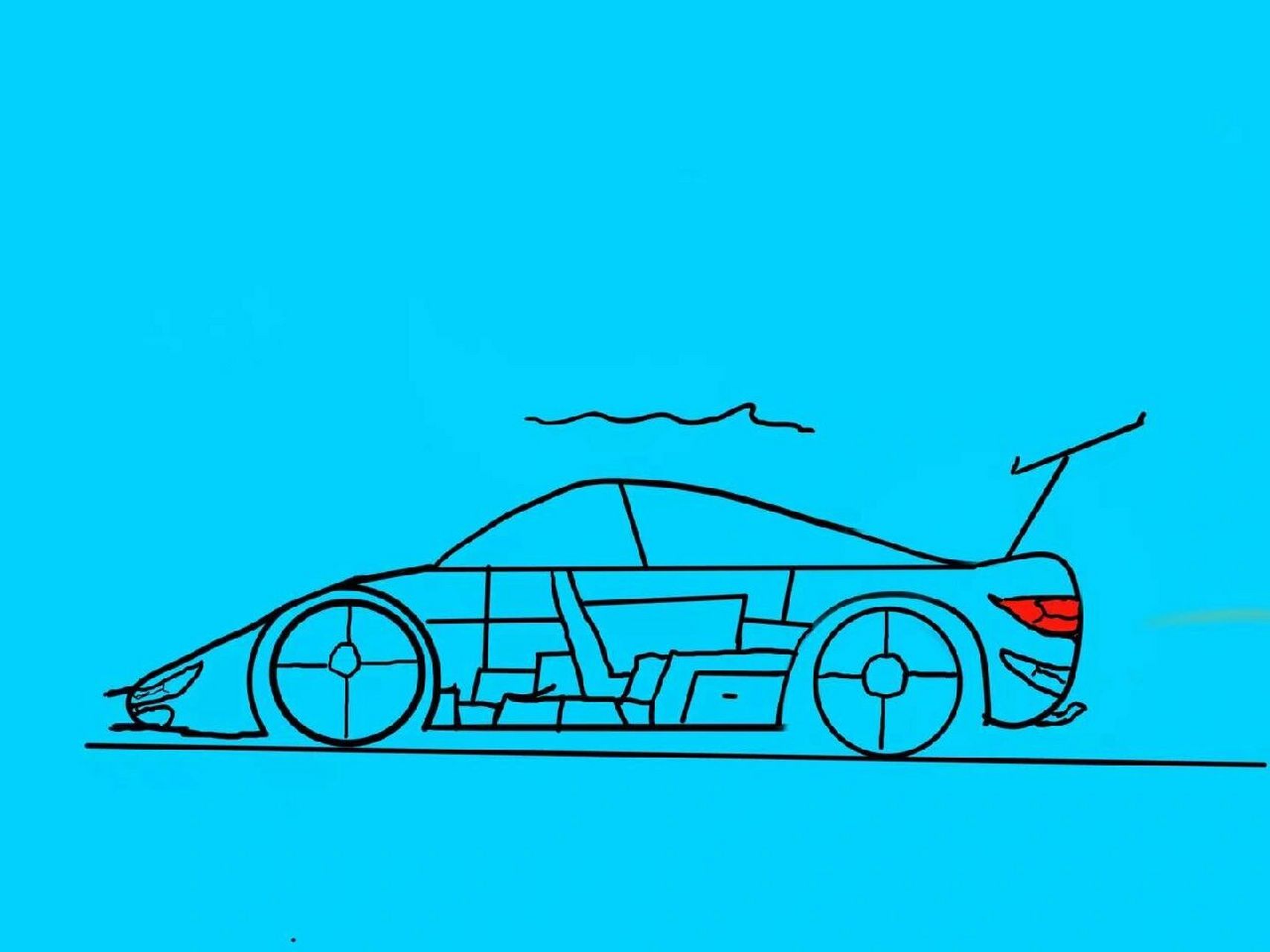 九岁弟弟画的跑车!!! 拿ipad给弟弟画画,这跑车画的属实是很不错的了