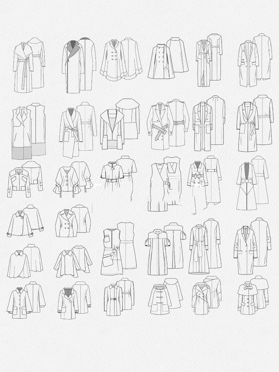 服装设计 | 手绘 | 32款大衣款式图分享