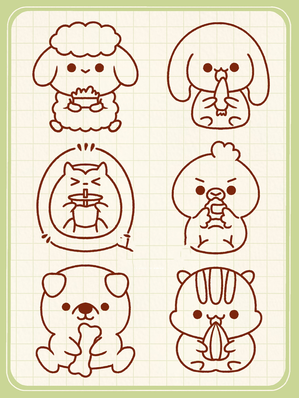 day58 / 必学简笔画之09吃零食的小动物 小动物真的太太太可爱啦!