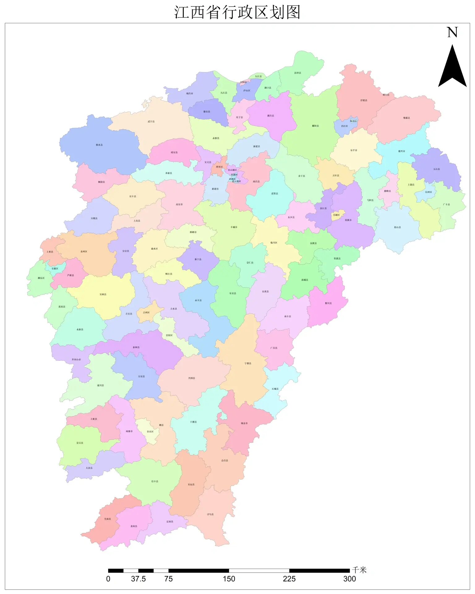 彩色江西地图