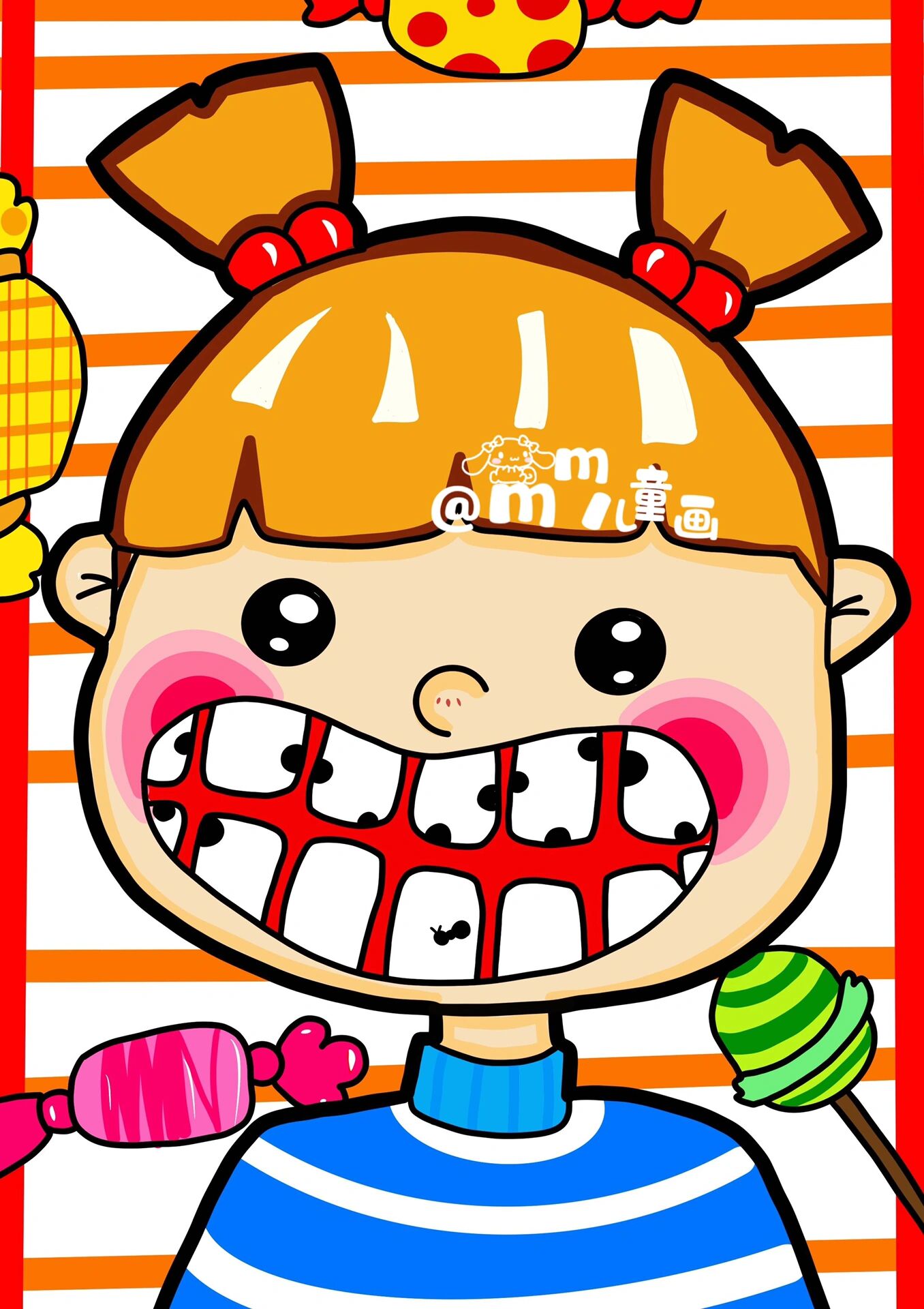 打卡53/100儿童画 《蛀牙》高清素材