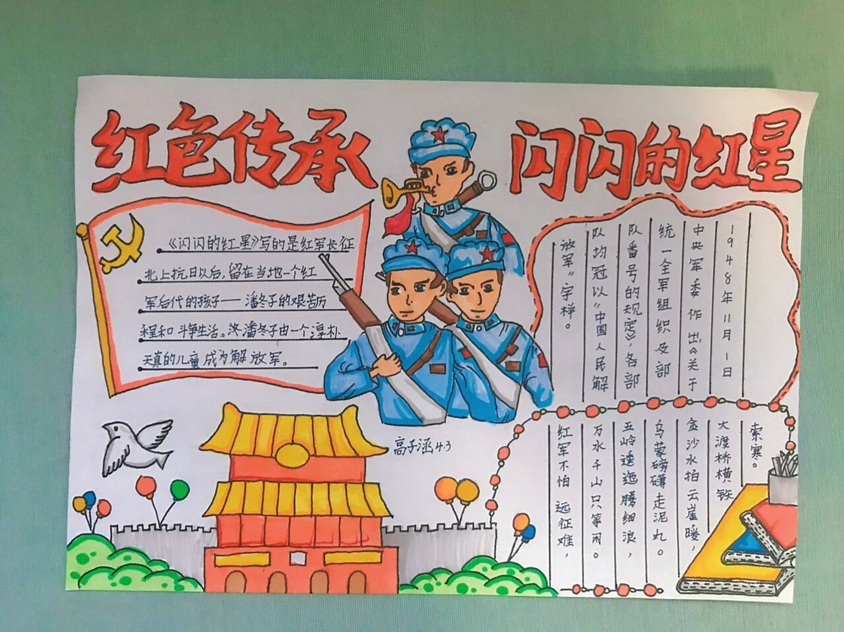 红色故事手抄报 红色传承 闪闪的红星    儿子的手抄报作业