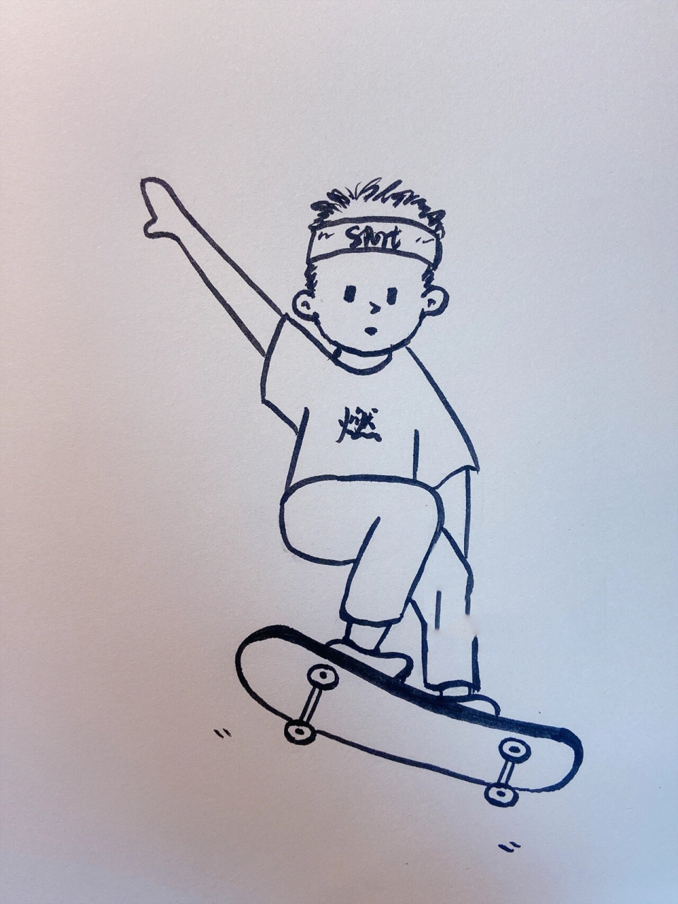 滑板男孩05简笔画 滑板05 滑板男孩简笔画