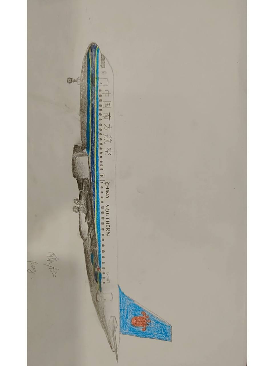 手绘飞机7615a350 a320 南航 川航 东航 air 平时喜欢画飞机 纯