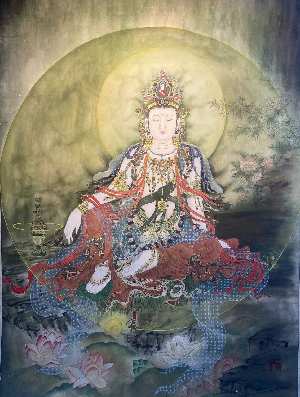 翻出19岁时临摹的水月观音 尺寸是四尺,原版是北京法海寺壁画