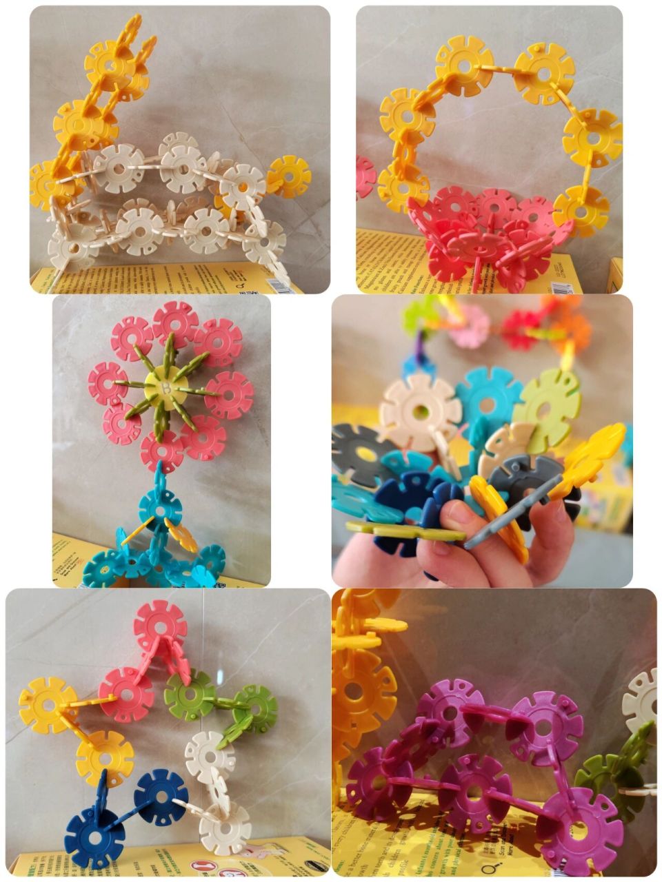 小班雪花片拼插 小班构建游戏-雪花片拼插 存在不足:1.作品牢固性2.