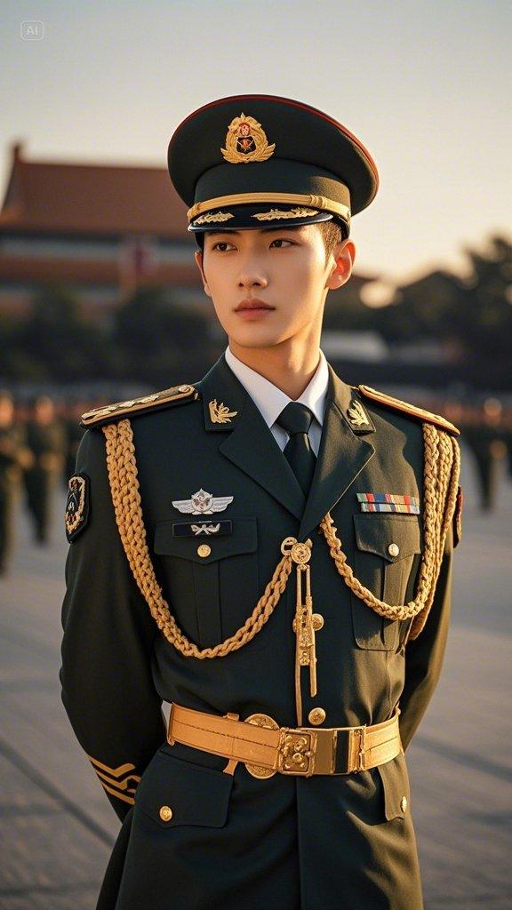 中国人身穿军装一位绝世帅哥再长的路,一步一步也能走完;再短的路,不