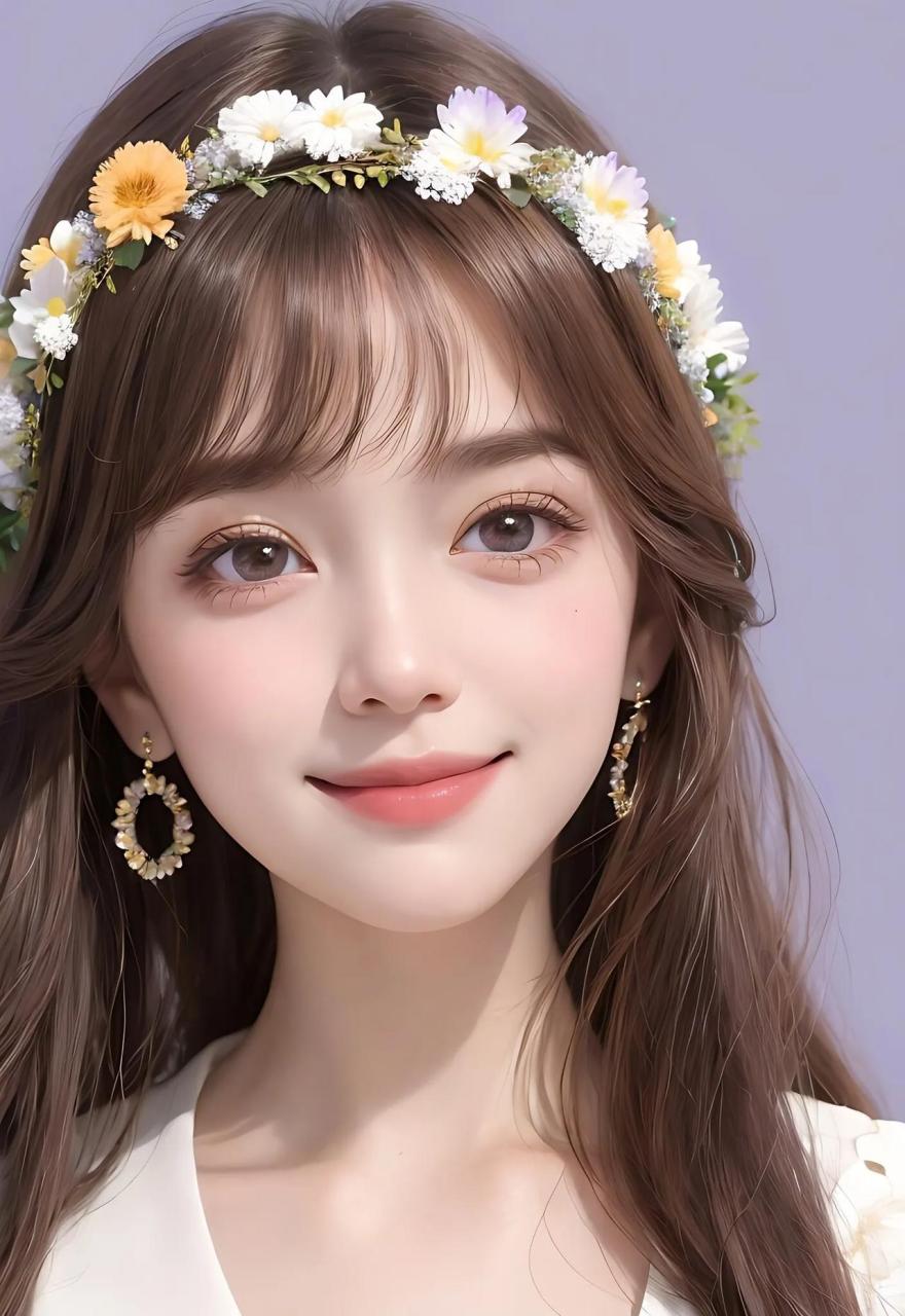 头戴花环的少女