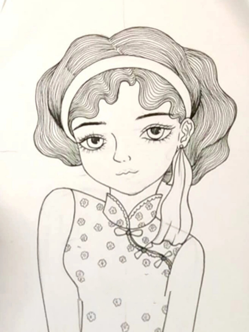 动漫人物《民国风女孩》 彩铅 马克笔