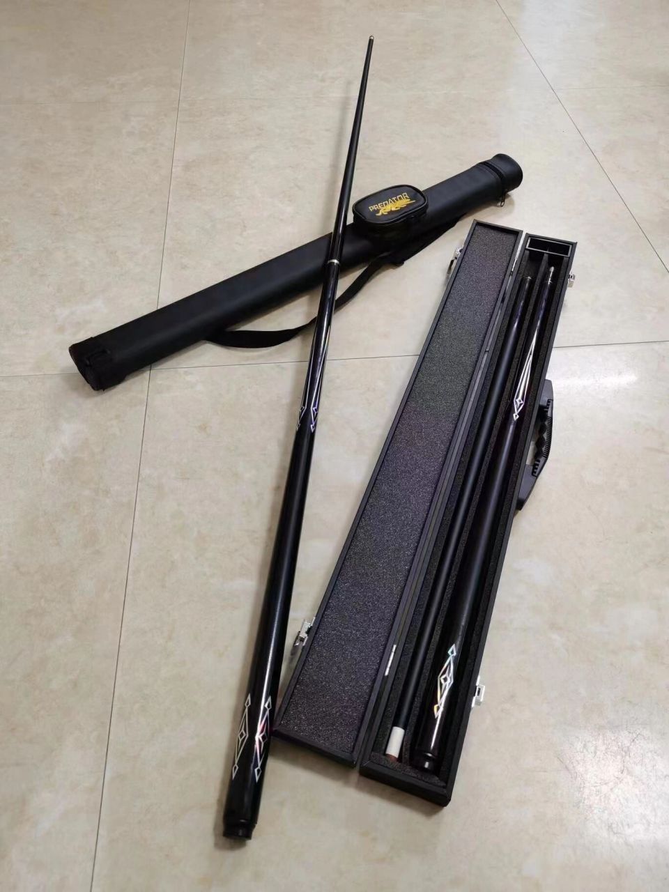 美洲豹碳素黑科技台球杆 美洲豹碳素黑科技1/2分体式台球杆杆体笔直