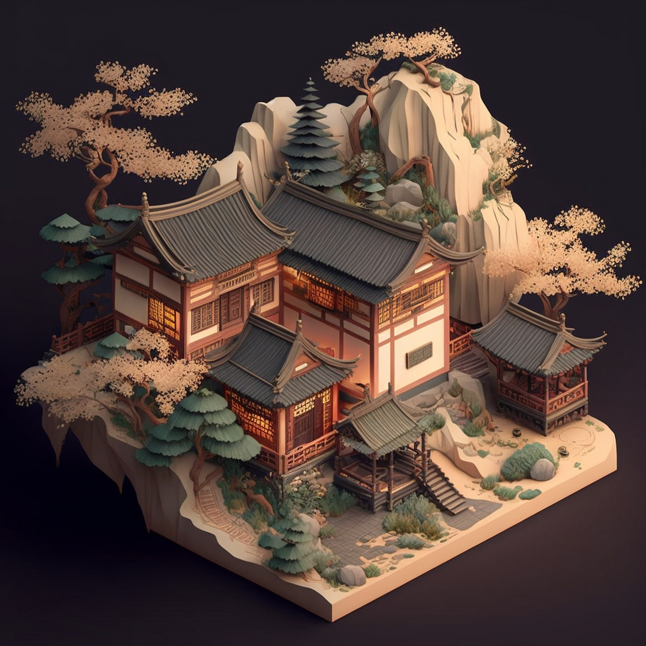 中式建筑设计,山间小屋