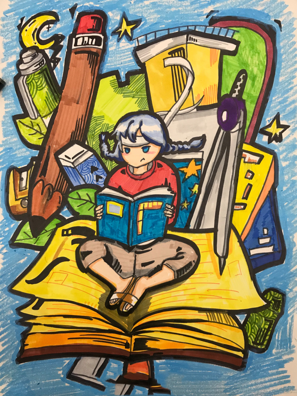 【校园画】|学生作品分享 校园,学习 阳光下成长