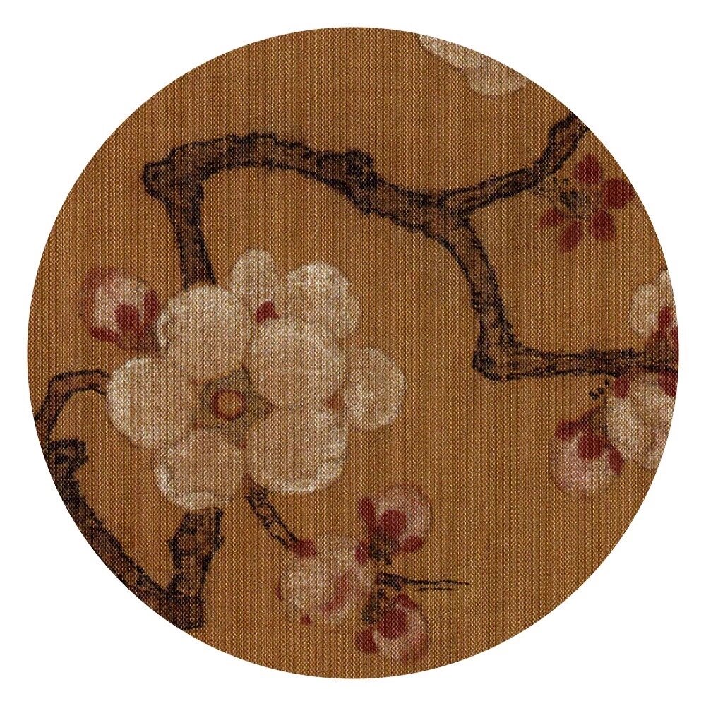 收藏于中国台北故宫博物院. 描绘一枝杏花轻灵润秀,堆粉砌霜之姿.