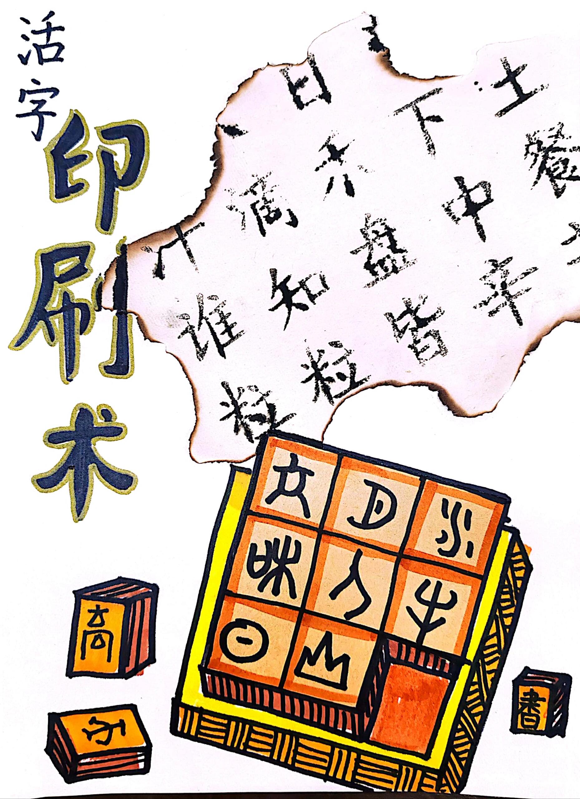 《四大发明—活字印刷术》创意画