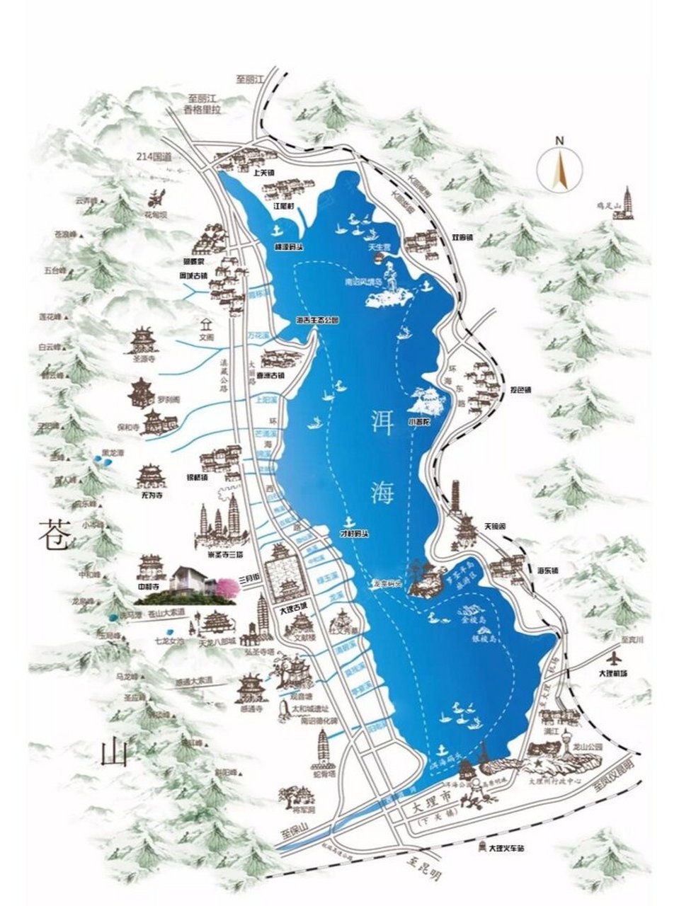 苍山十九峰十八溪 各峰海拔 各溪流经 到大理后每天看着不远的苍山