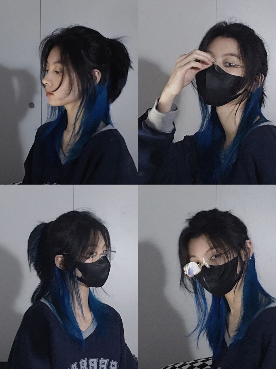 半扎鲻鱼头搭配挂耳染也太酷了吧 半扎挂耳染狼尾鲻鱼头|||短发都看腻