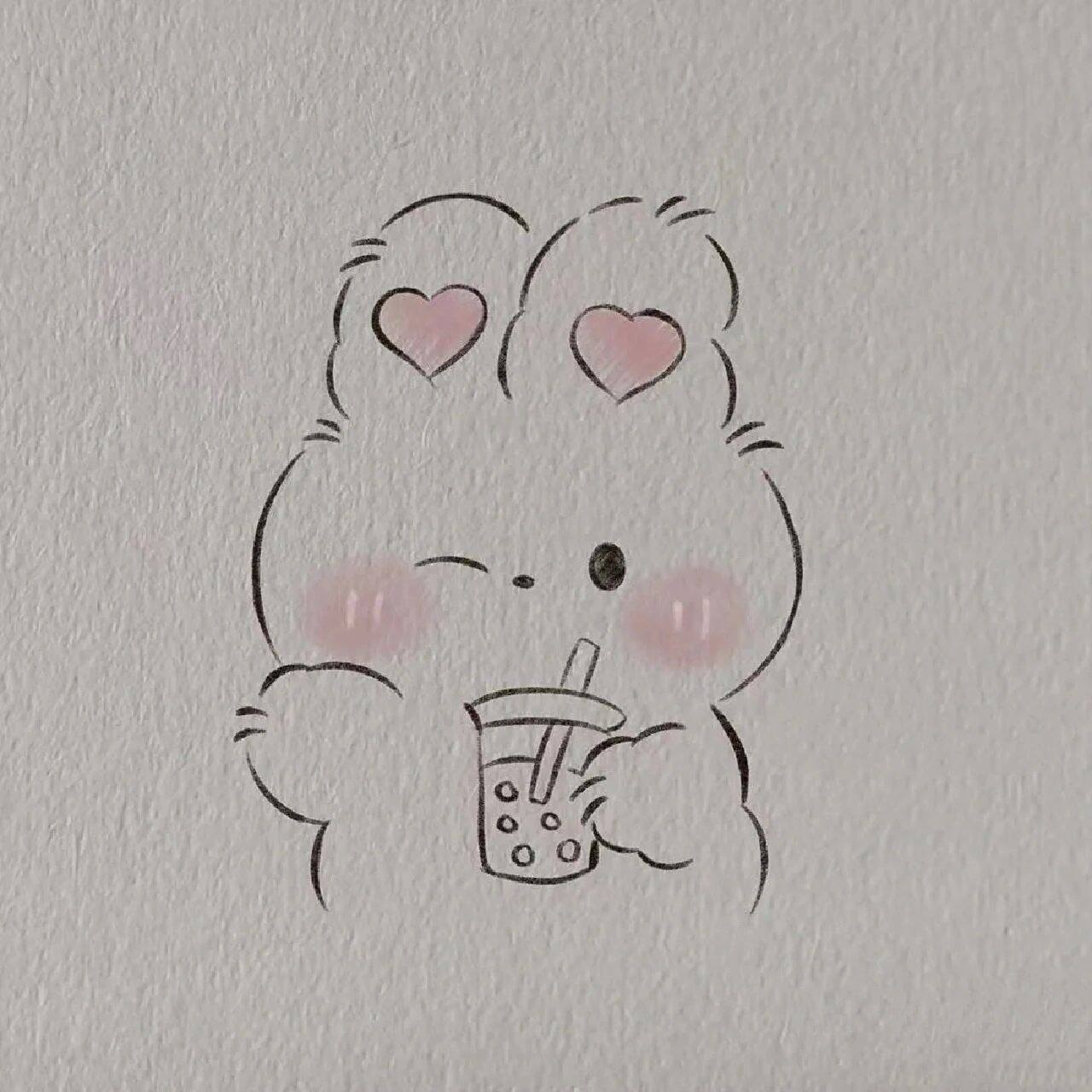 教你画喝奶茶的小兔子