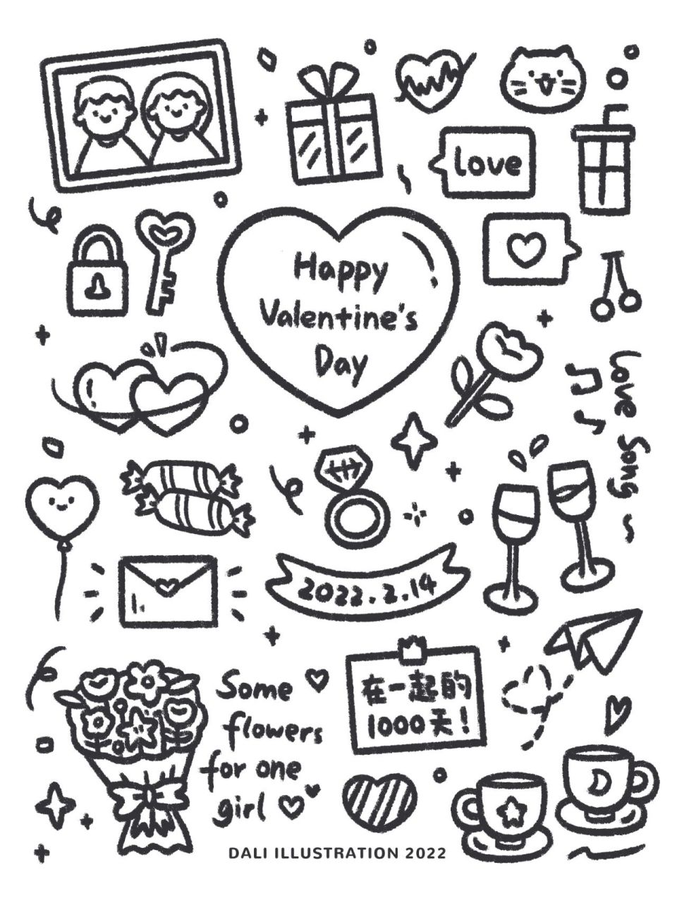 ins风简笔画 | 情人节doodle涂鸦7715 有小伙伴说想要情人节的