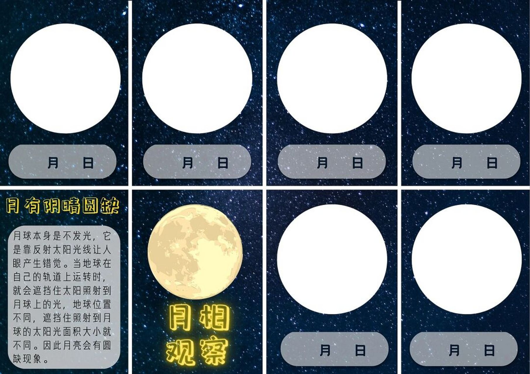 自制月相变化盘 快中秋了,给儿子自制了一个月相变化盘和月相记录表