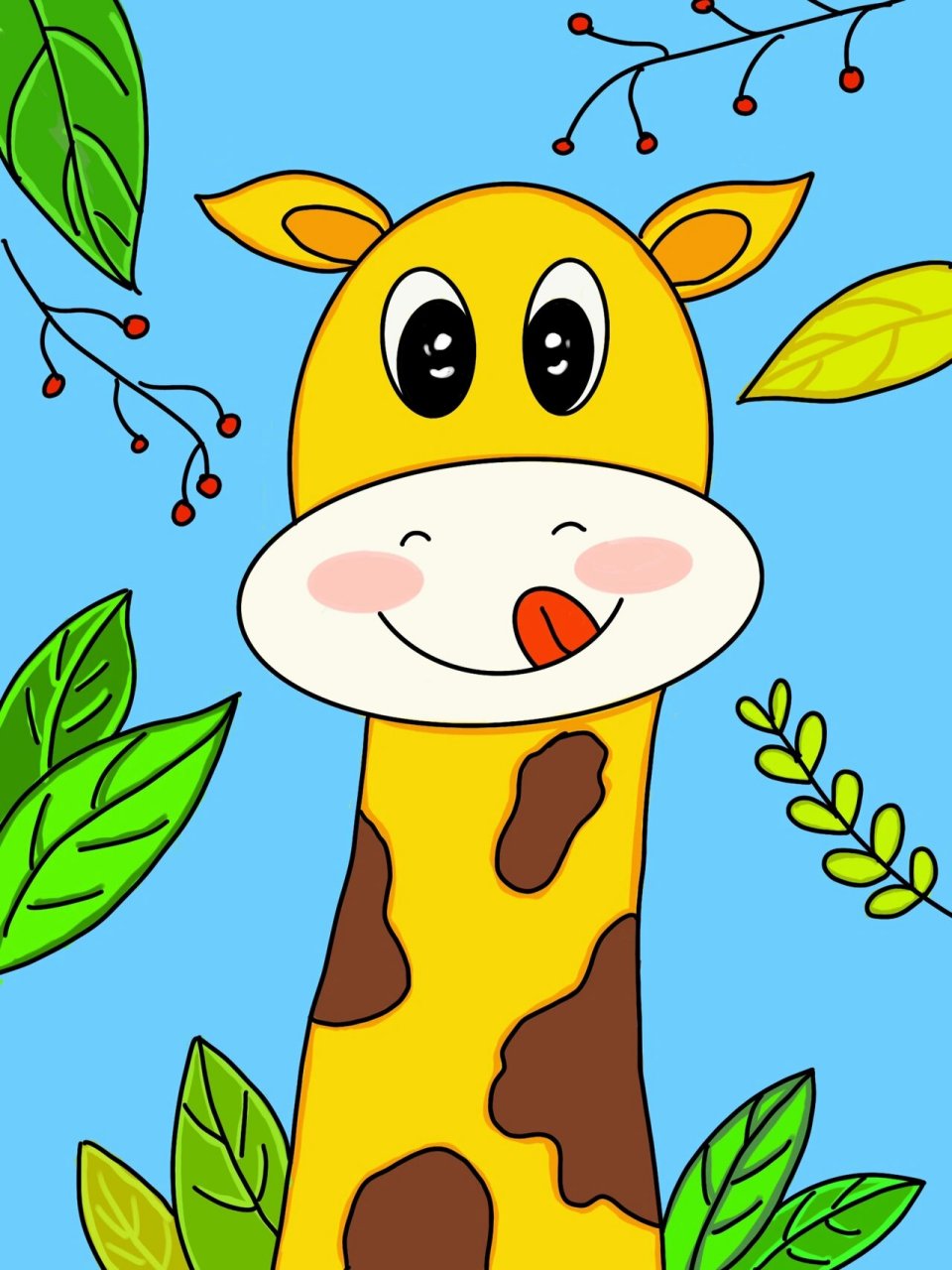 创意儿童画 可爱的小鹿 适合四到六岁的小朋友 画具:马克笔油画棒