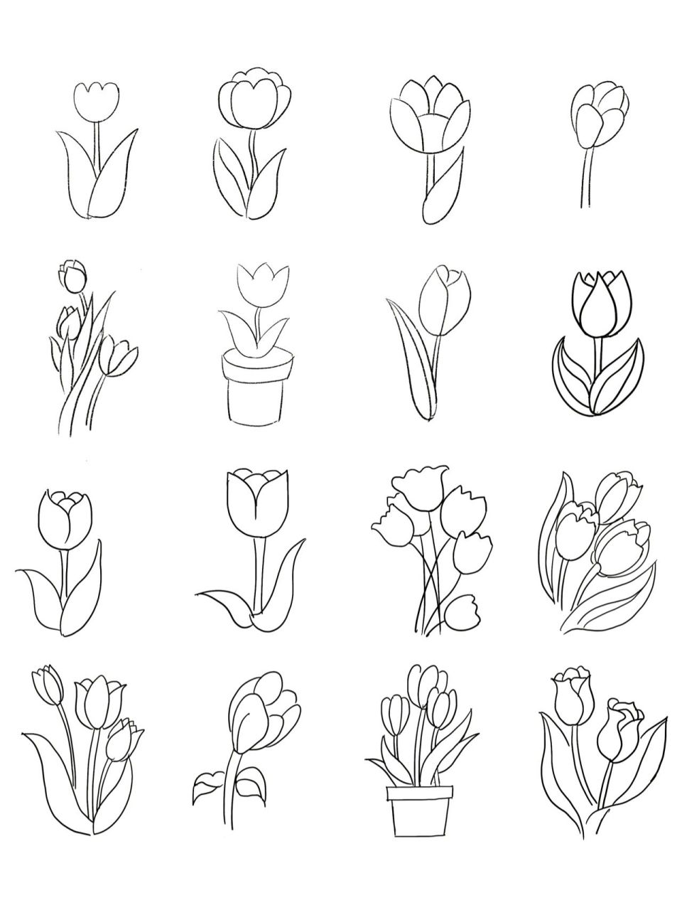 【郁金香】简笔画 控笔练习no.3 控笔练习打卡,郁金香9393