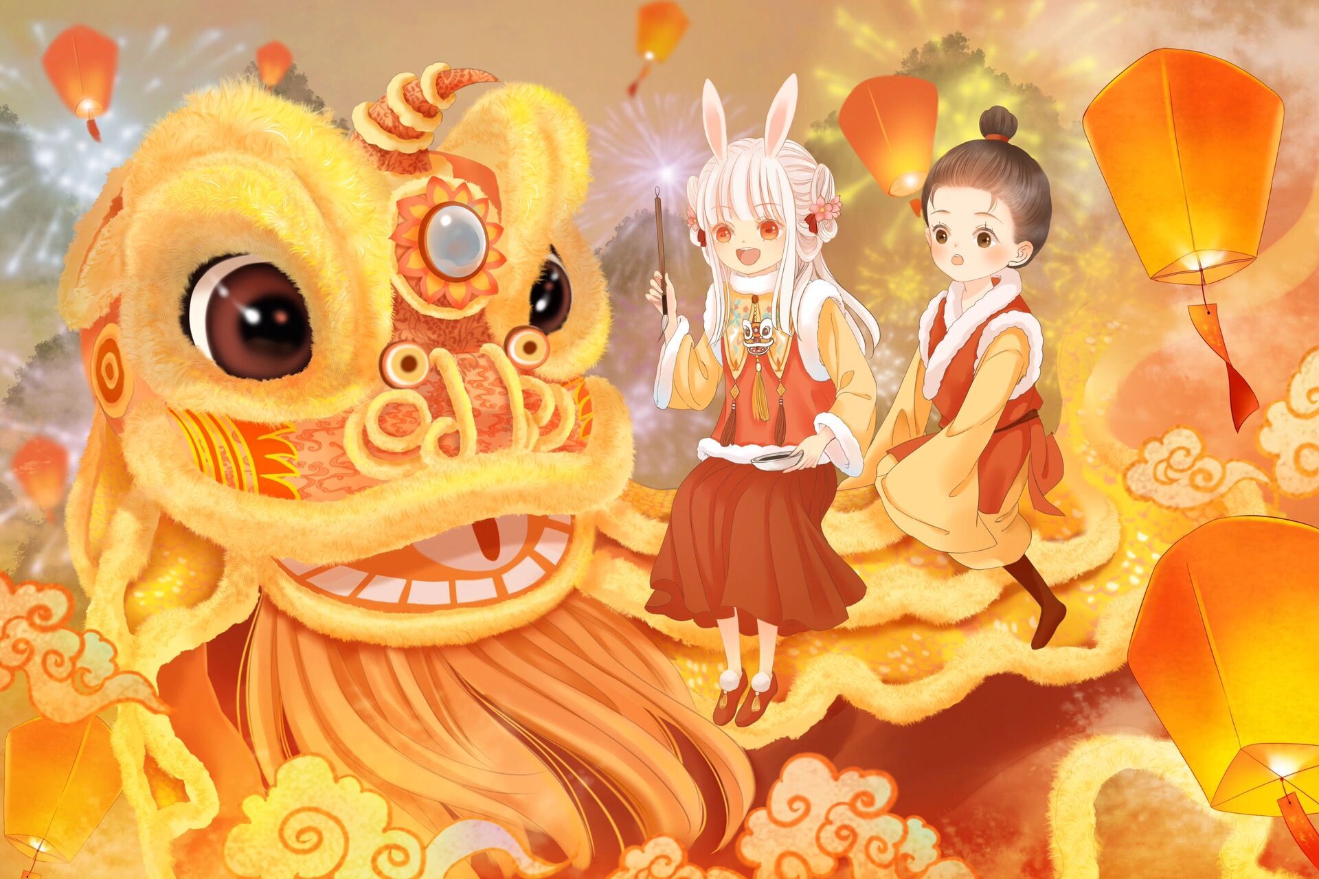 2023年兔年兔子拟人新年插画 宝子们,2023年兔年兔子迎新年插画又更新