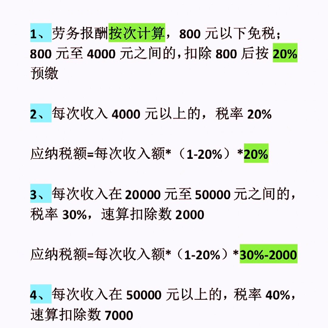 劳务报酬个人所得税预缴标准