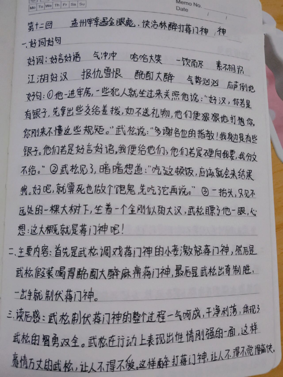 水浒传好句读书笔记图片