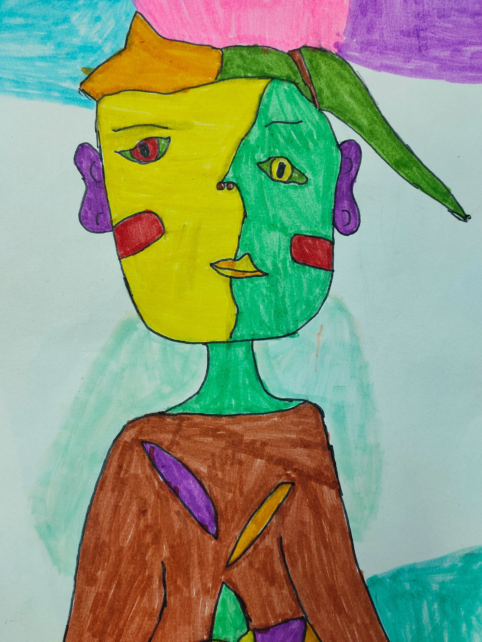 五年级下册第1课《巨匠童心》学生作业 《巨匠童心》--毕加索立体主义