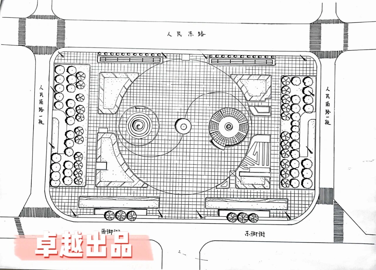 成都天府广场手绘平面图