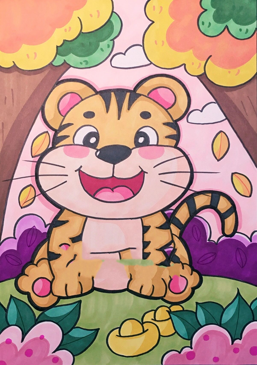 创意美术 小老虎儿童画     创意美术 小老虎 儿童画