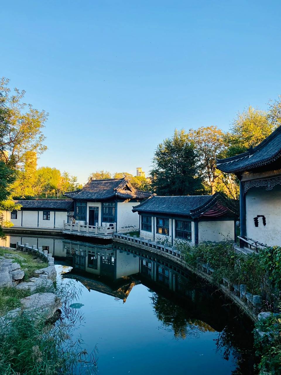 天津江南水乡公园61西沽公园 西沽公园里面的黄叶村 古色古香的江南