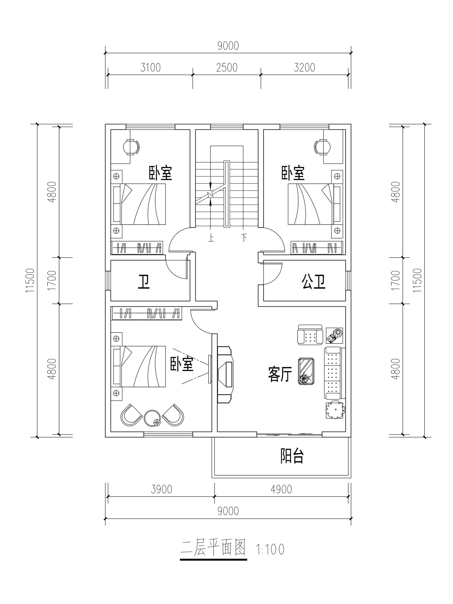 17米乘9米自建房图纸图片