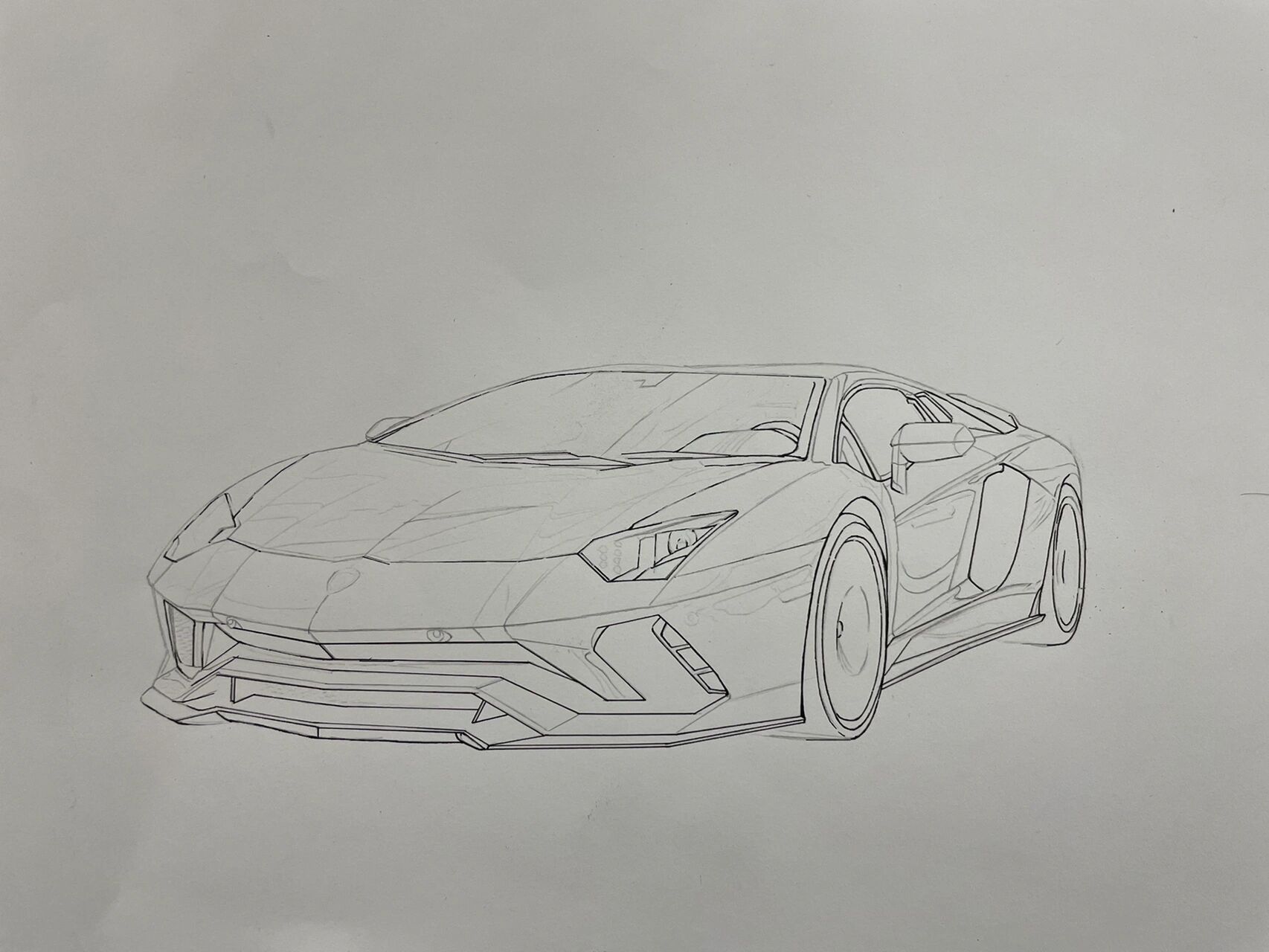 兰博基尼 aventador s 2017 汽车手绘 手绘汽车插画 纯马克笔 彩铅
