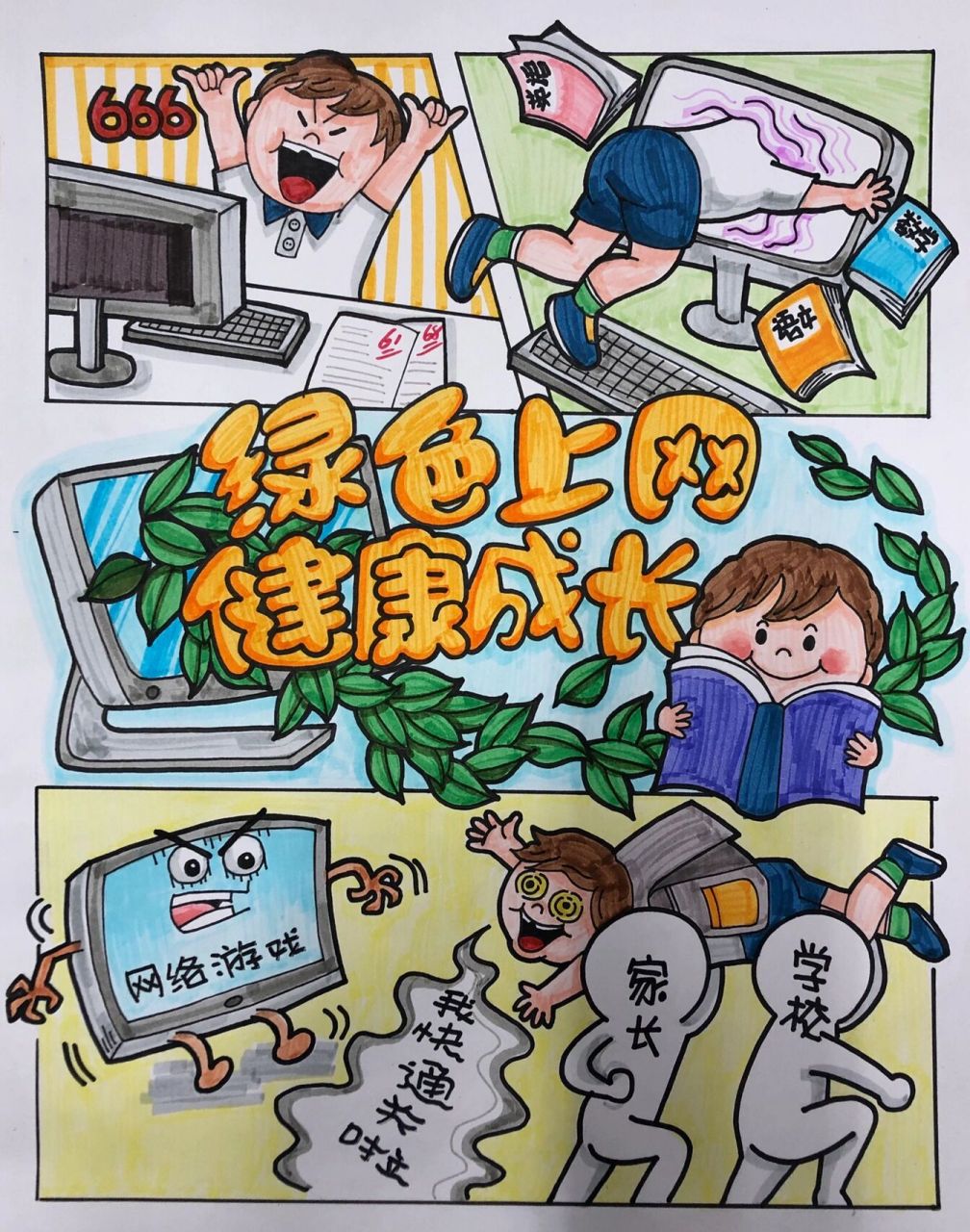 二年级网络安全绘画图片