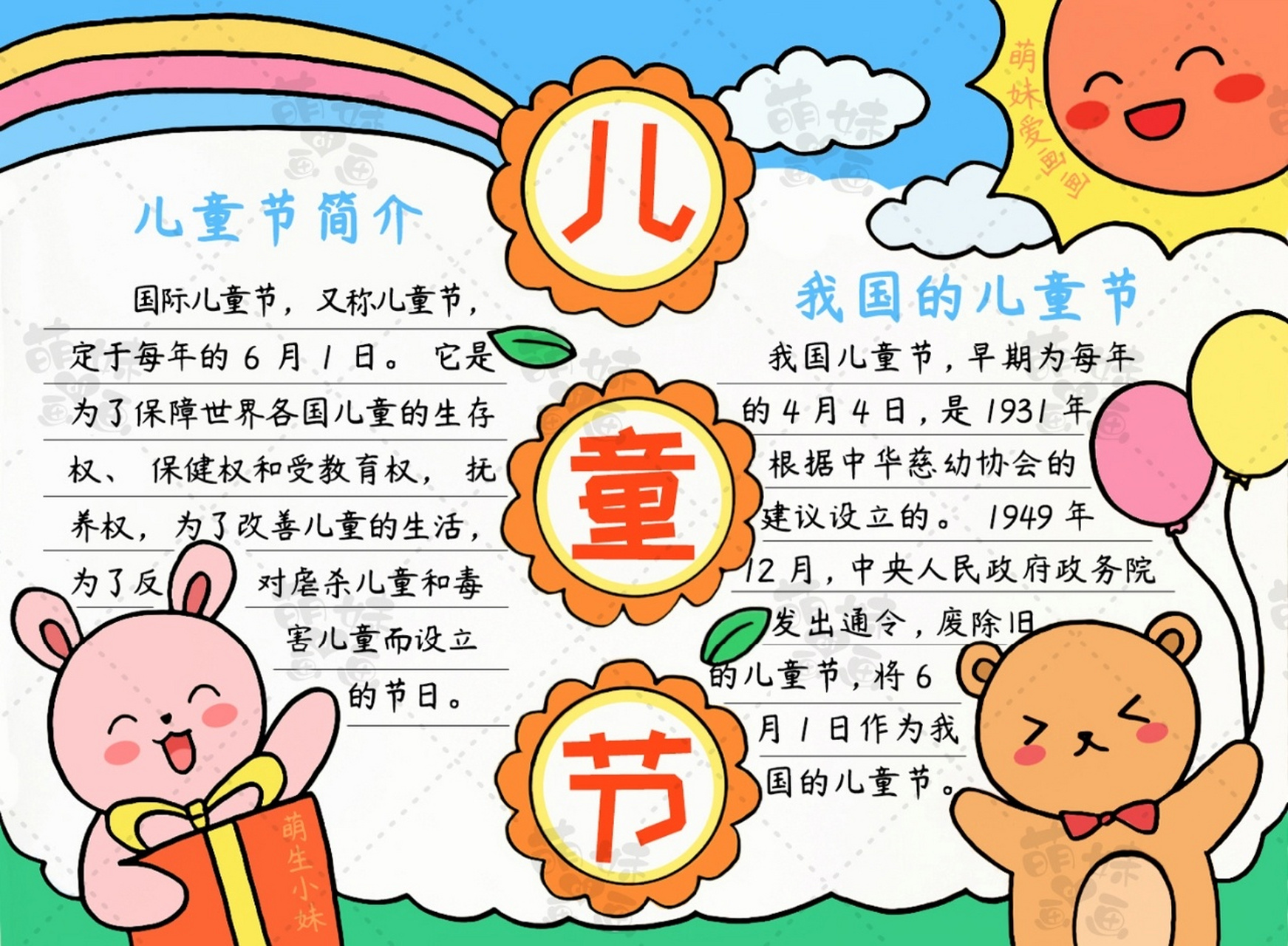 含内容的六一儿童节手抄报模板,简单又漂亮 儿童是国家的未来,是民族