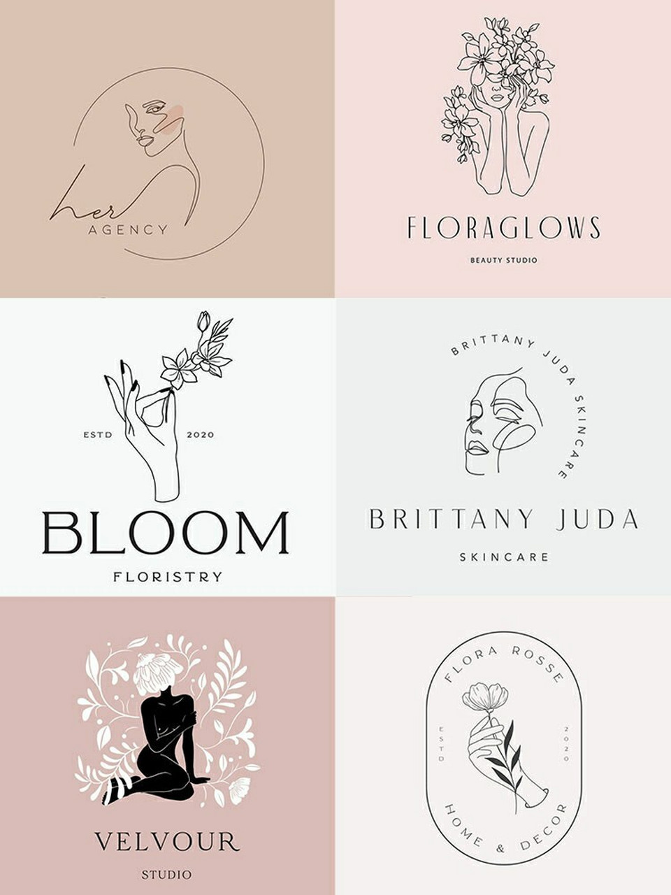 美妆美甲美睫皮肤管 今日分享手绘美容美体美肤简洁大方logo设计 美容