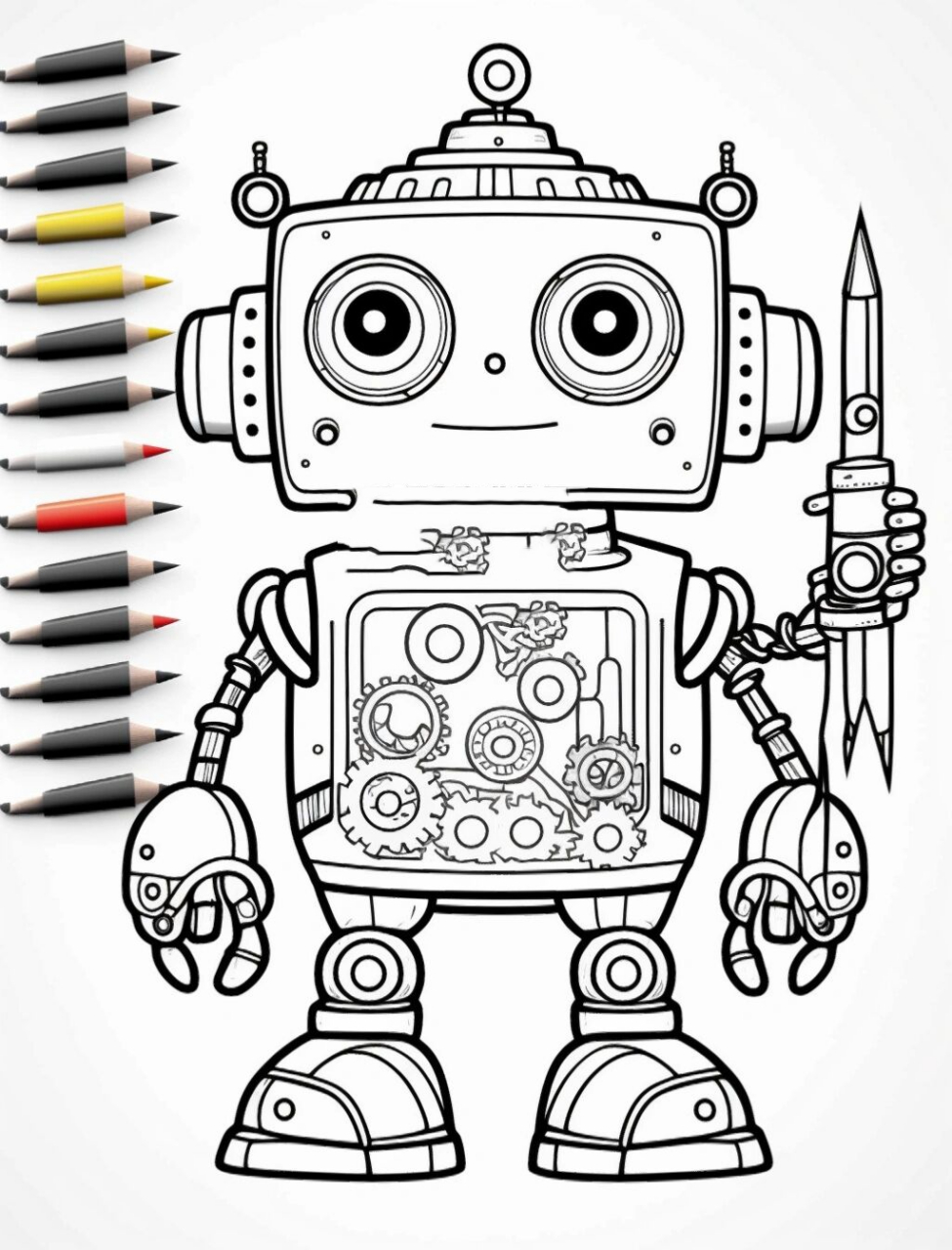 涂色线稿多用,可打印 机器人是每个人的童年,陪伴孩子成长,我们一起画