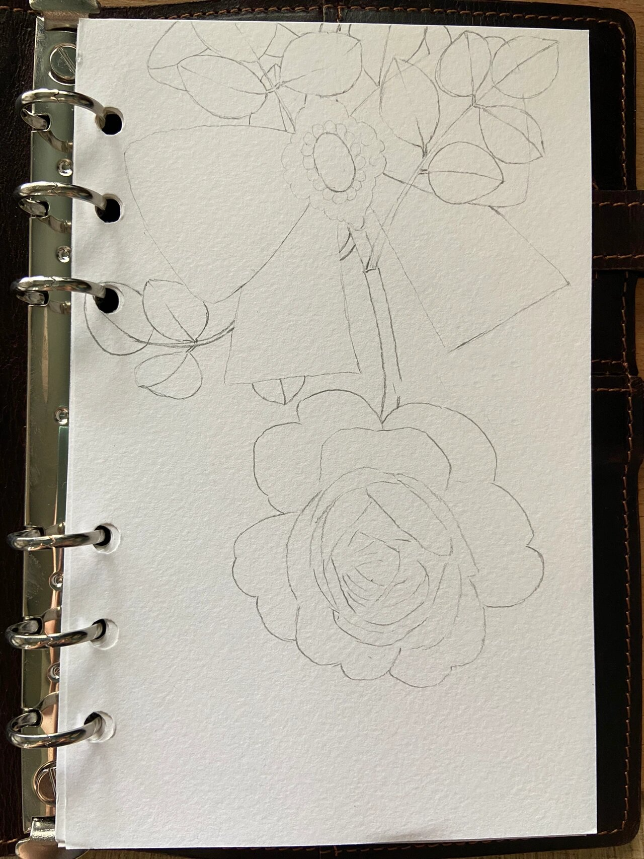 黑白手帐插画61月季[内附绘画过程] 纸:丽琦纸 笔:秀丽笔 针管笔