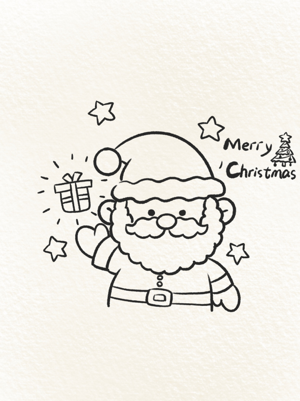 简笔画 | 圣诞老人给你送礼物了 艾特你的同学朋友或想让ta送你礼物的
