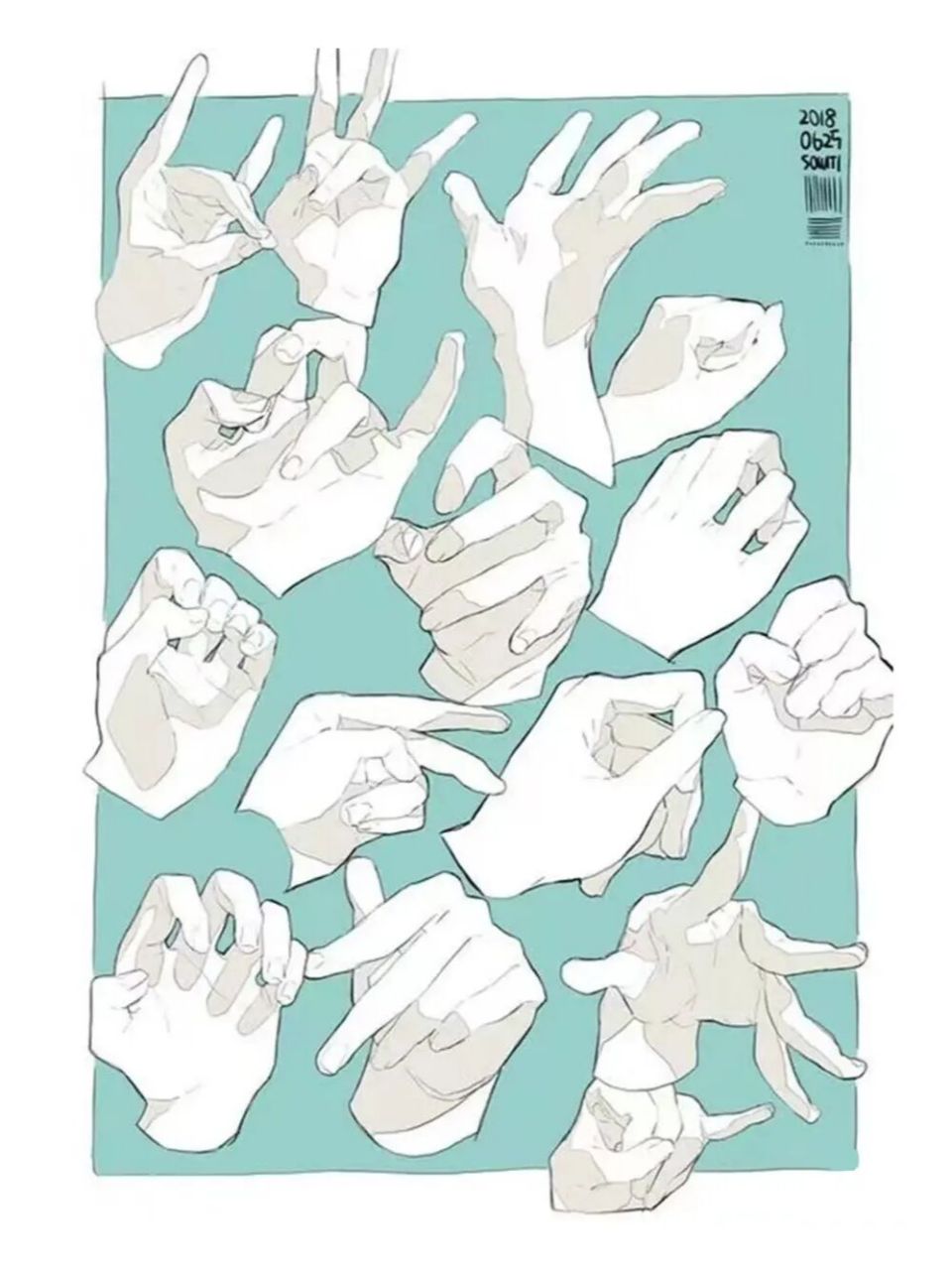 3000 不同姿势,手部绘画临摹练习参考素材 【各种姿势的手部线稿】