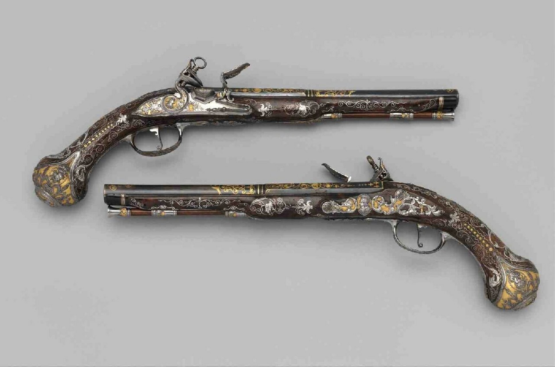 18-19世纪古董燧发枪 藏于大都会博物  18世纪武器