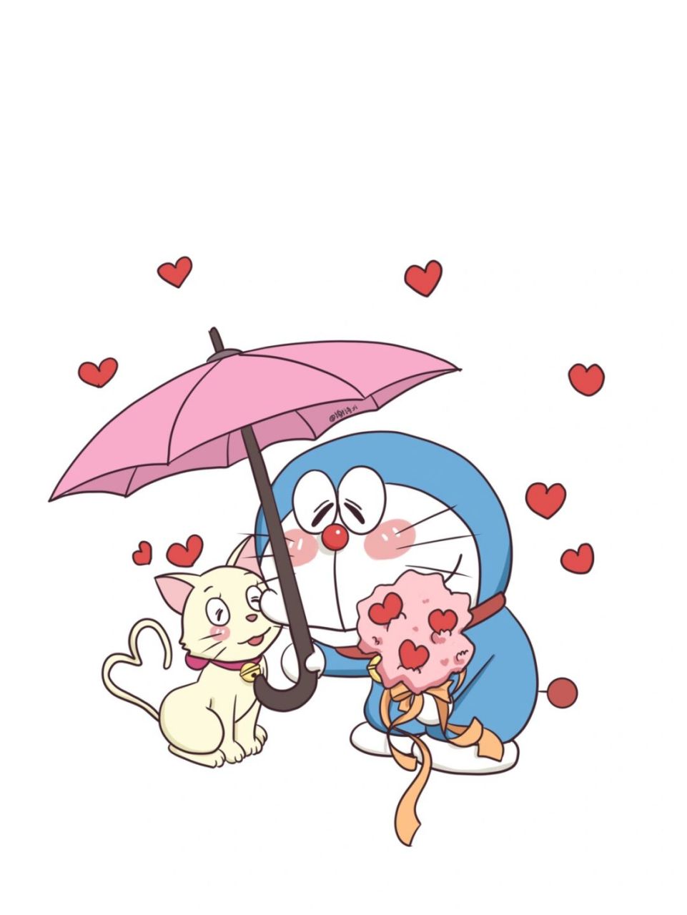 哆啦a梦壁纸头像,哆啦a梦与小咪 绘图:哆啦的博物馆7015谢诗yi