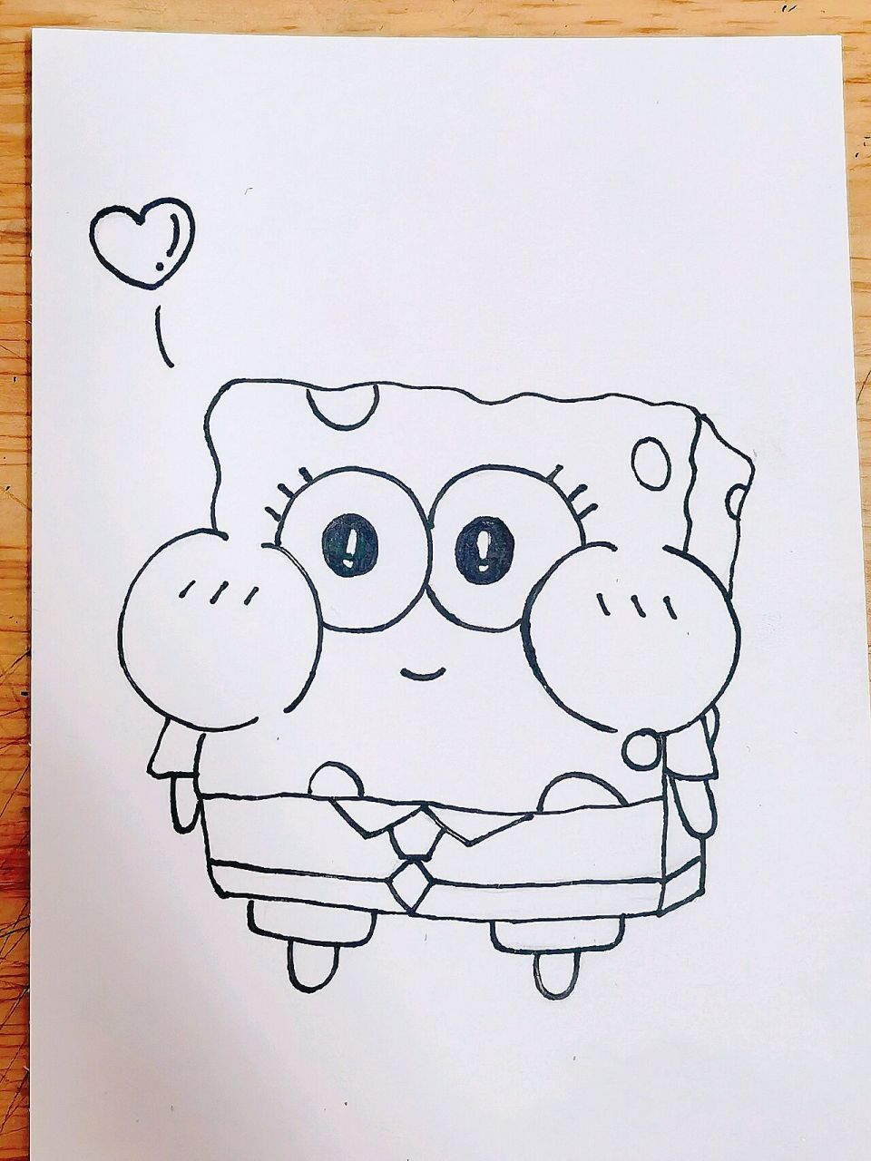 简笔画99海绵宝宝 这个海绵宝宝好可爱02 画完了想一口咬下去亲