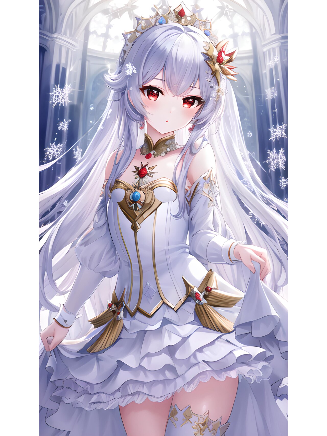 银白长发公主萝莉裙装,动漫二次元绘画人物