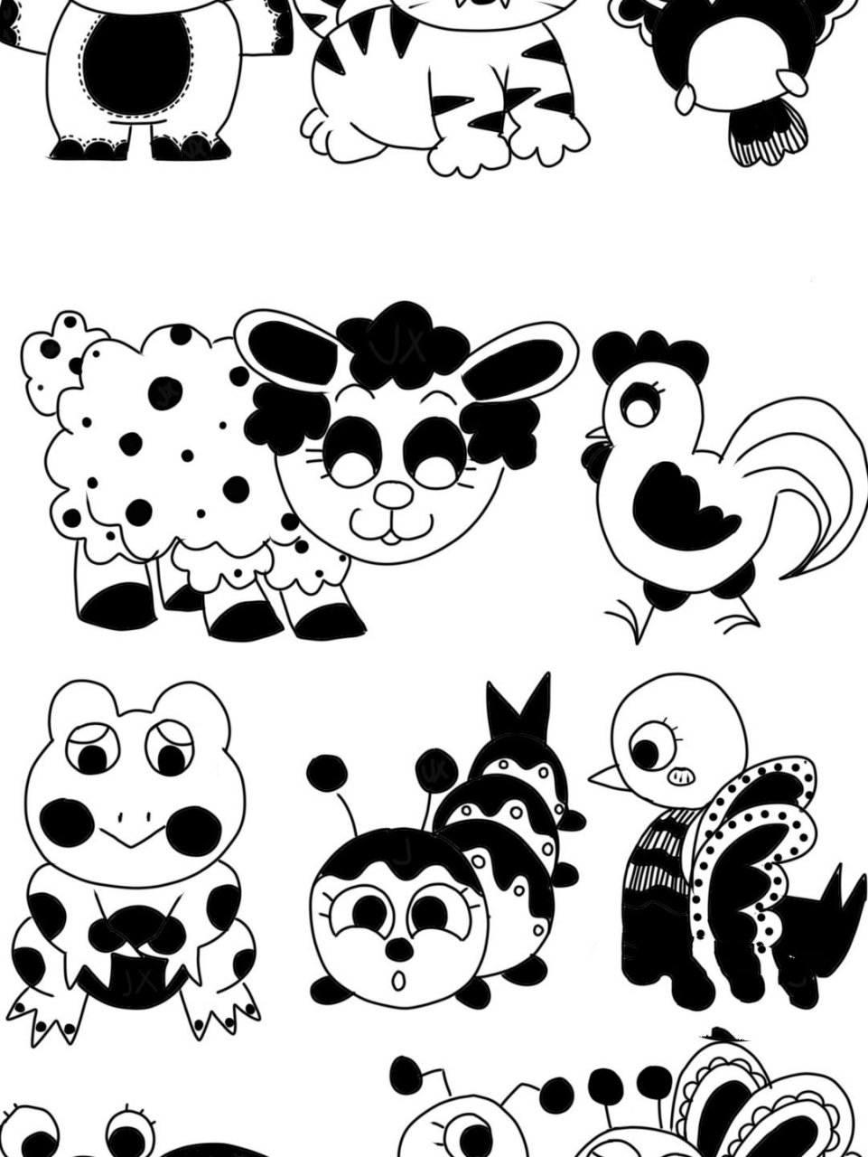 各种小动物简笔画 各种各样的小动物96简笔画96(黑白) 临摹的陽