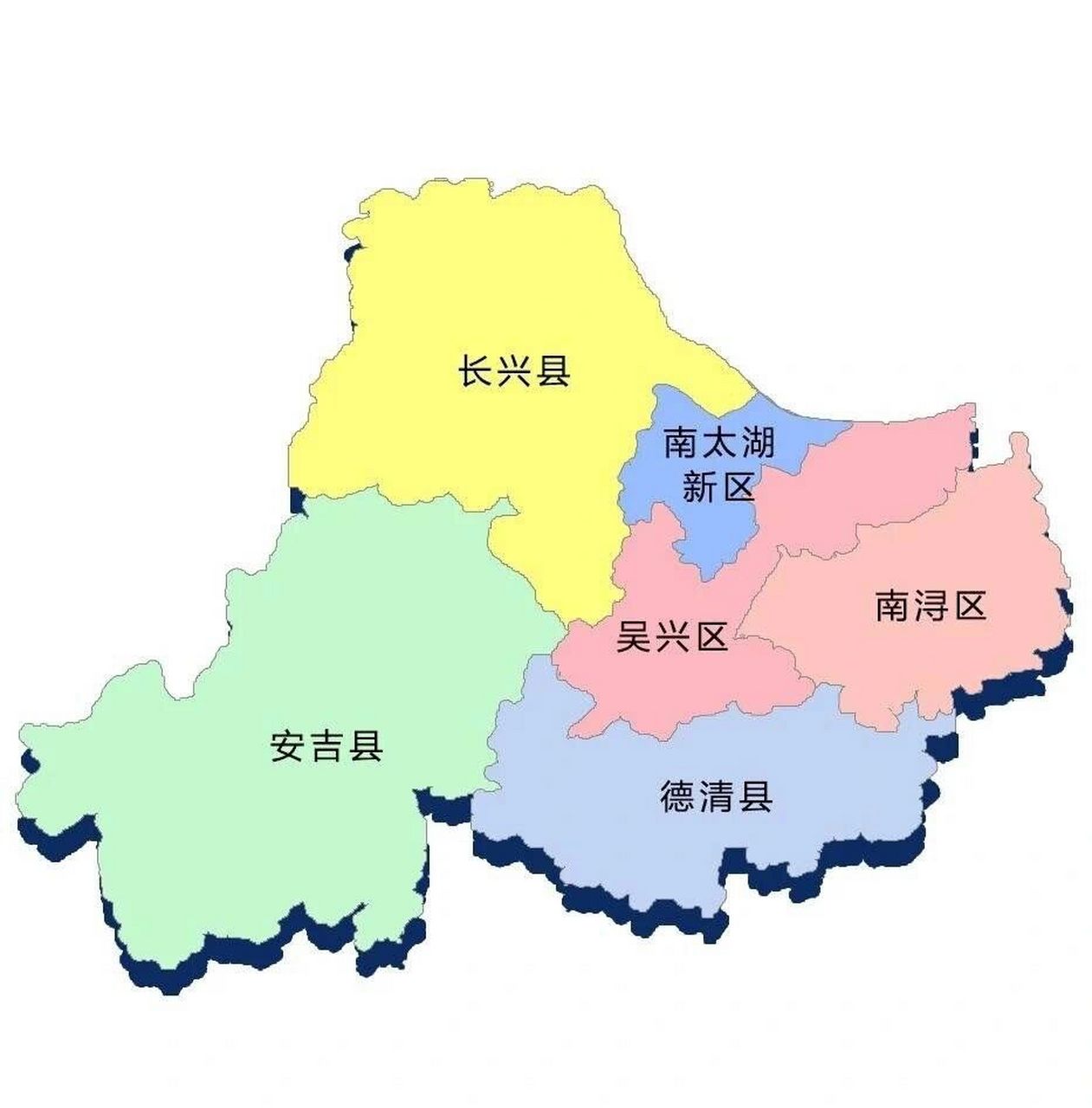 湖州行政区划图一览 感觉德清和杭州很近